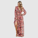 Chiffon-Maxikleid mit floralem Druck