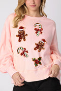 R&B | Weihnachts LR&Bkuchenmann Paillette Lässig Langarm Sweatshirt