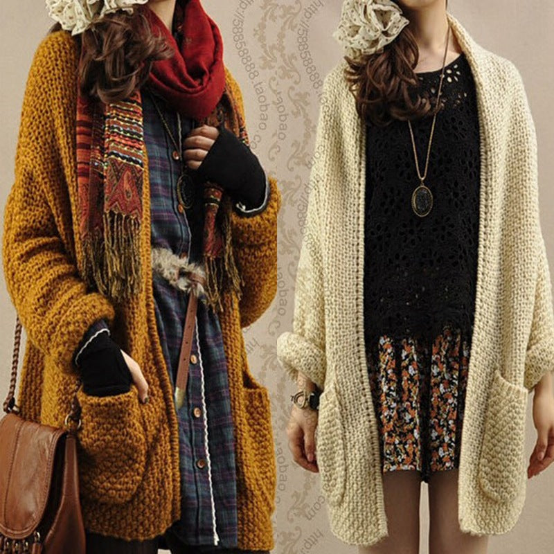 Damen Grober Strickcardigan mit lässiger Passform und praktischen Taschen