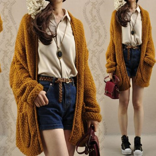 Damen Grober Strickcardigan mit lässiger Passform und praktischen Taschen R&B