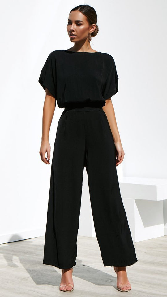 Damen Jumpsuit mit weitem Bein und elegantem Schnitt R&B