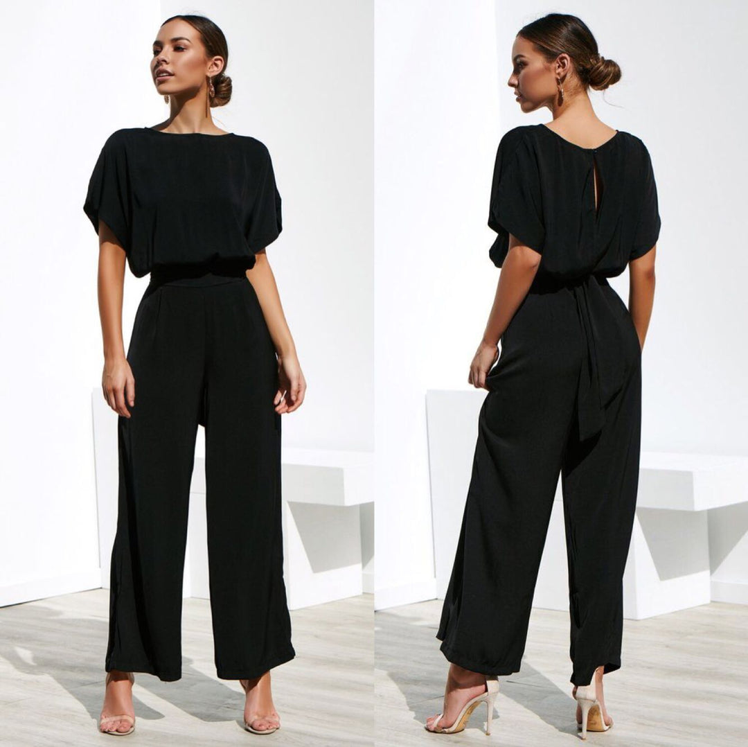 Damen Jumpsuit mit weitem Bein und elegantem Schnitt R&B