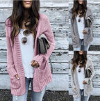 Damen Grobstrickjacke mit lässigen Taschen und offener Front