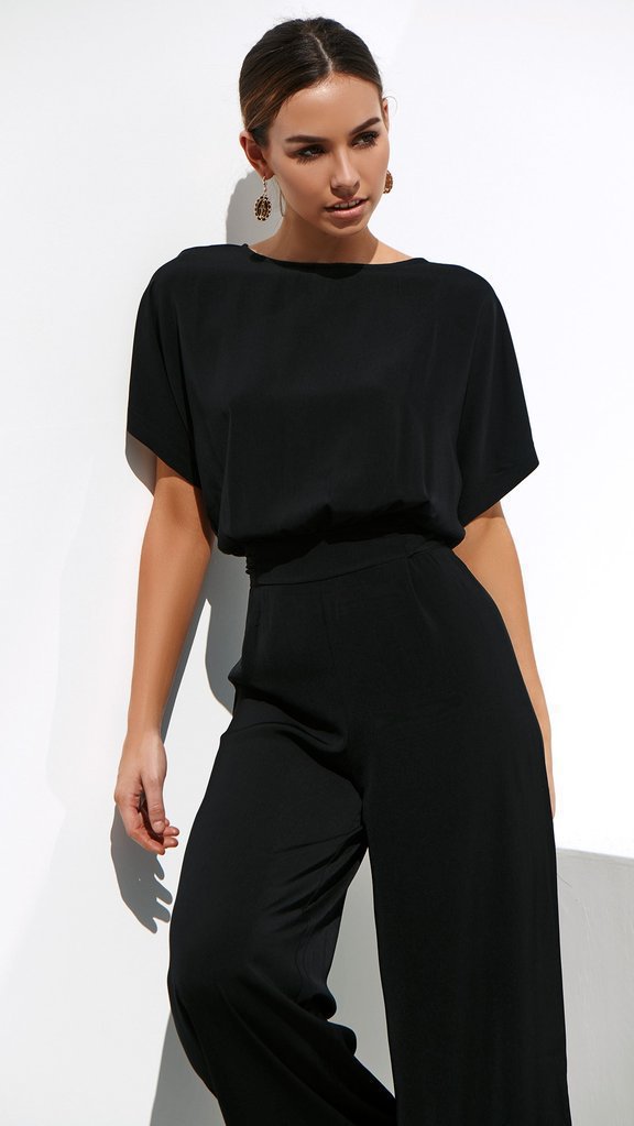 Damen Jumpsuit mit weitem Bein und elegantem Schnitt R&B