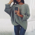 Damen Grobstrickpullover mit lockerem Schnitt und weitem Rundhalsausschnitt