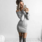 Damen Strickkleid mit off-shoulder Design und figurbetontem Schnitt