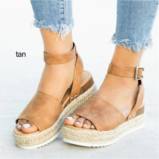 Damen Wedge-Sandalen mit verstellbarem Riemen und komfortablem Fußbett R&B