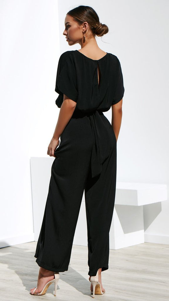 Damen Jumpsuit mit weitem Bein und elegantem Schnitt R&B