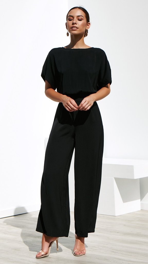 Damen Jumpsuit mit weitem Bein und elegantem Schnitt R&B