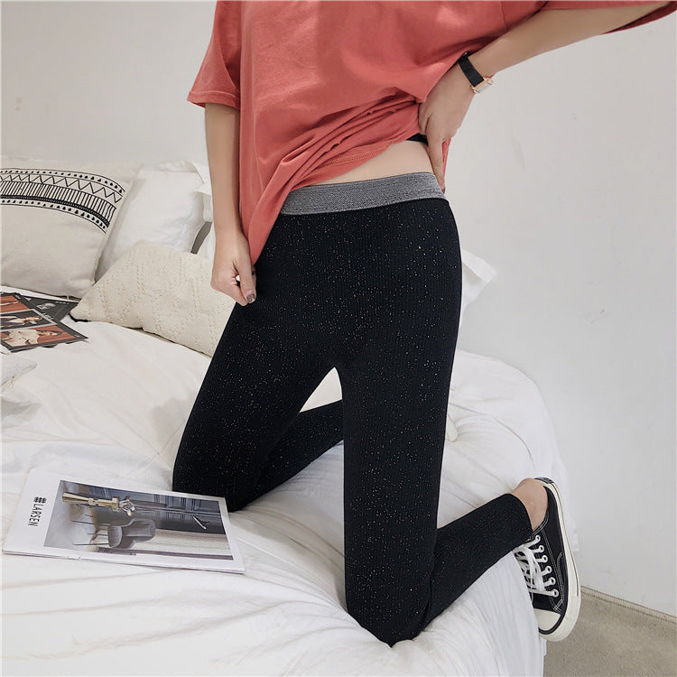 Damen Glitzernde Leggings im figurbetonten Rippdesign