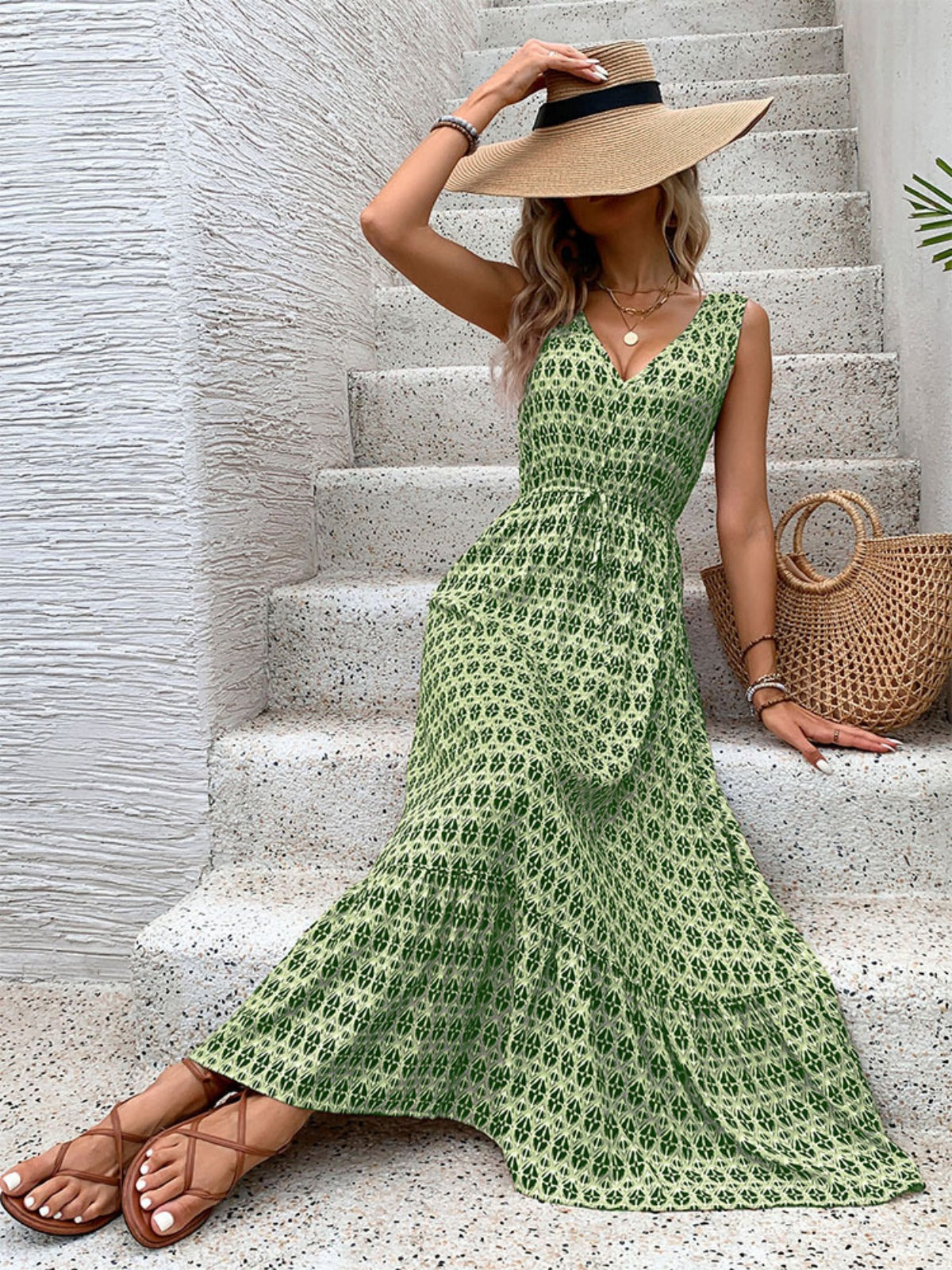 R&B | Ärmelloses Kleid mit geometrischem Print