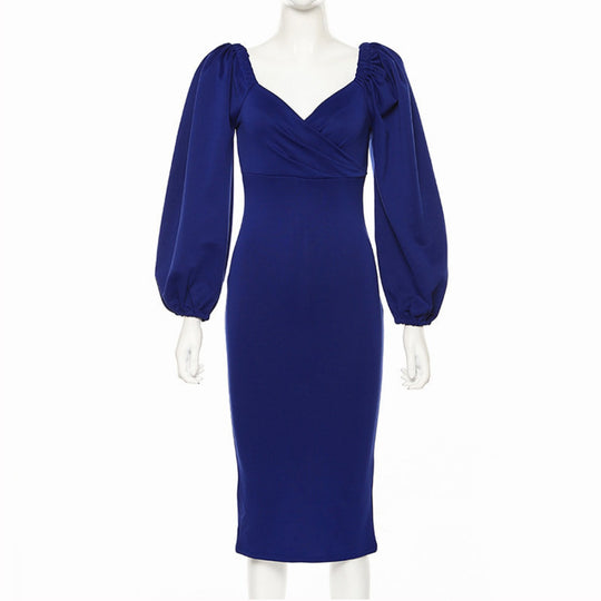 R&B | Ein-Wort-Schulter rückenfreies schlankes Kleid