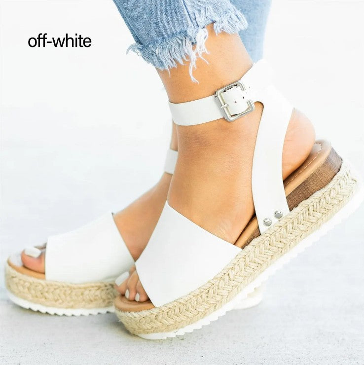 Damen Wedge-Sandalen mit verstellbarem Riemen und komfortablem Fußbett R&B