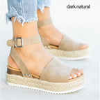 Damen Wedge-Sandalen mit verstellbarem Riemen und komfortablem Fußbett R&B