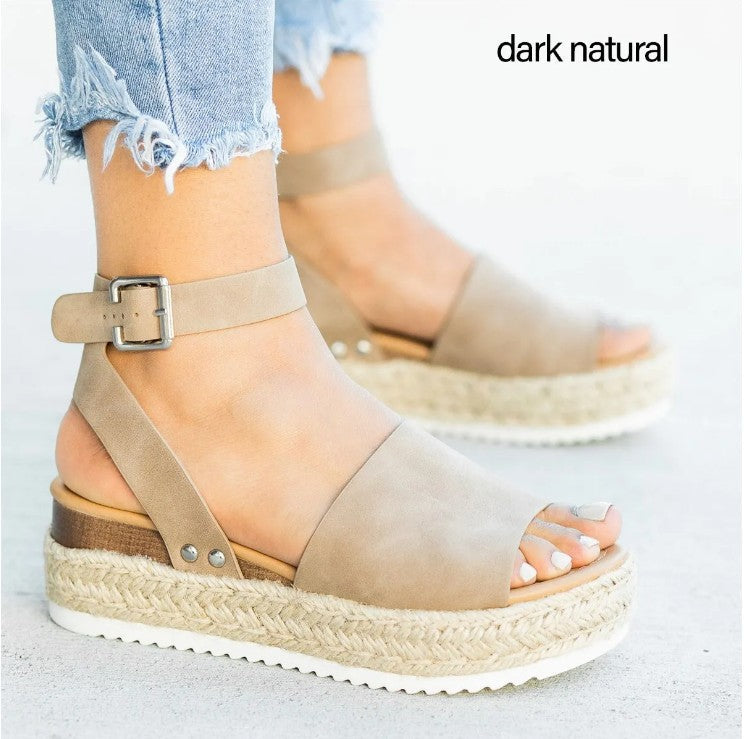 Damen Wedge-Sandalen mit verstellbarem Riemen und komfortablem Fußbett R&B