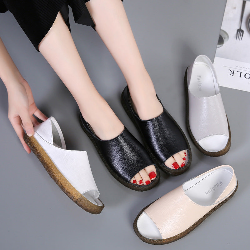 Damen nan perforierte Leder-Sandalette mit offenem Zehenbereich, anatomischem Komfortfußbett und stoßdämpfender Kautschuksohle R&B