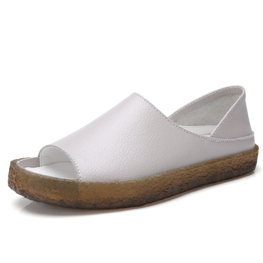 Damen nan perforierte Leder-Sandalette mit offenem Zehenbereich, anatomischem Komfortfußbett und stoßdämpfender Kautschuksohle R&B