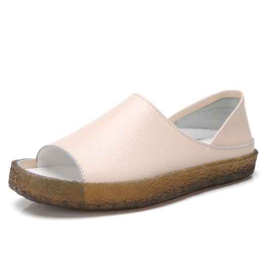 Damen nan perforierte Leder-Sandalette mit offenem Zehenbereich, anatomischem Komfortfußbett und stoßdämpfender Kautschuksohle R&B
