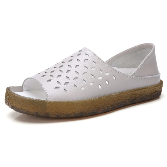 Damen nan perforierte Leder-Sandalette mit offenem Zehenbereich, anatomischem Komfortfußbett und stoßdämpfender Kautschuksohle R&B