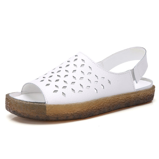 Damen nan perforierte Leder-Sandalette mit offenem Zehenbereich, anatomischem Komfortfußbett und stoßdämpfender Kautschuksohle R&B
