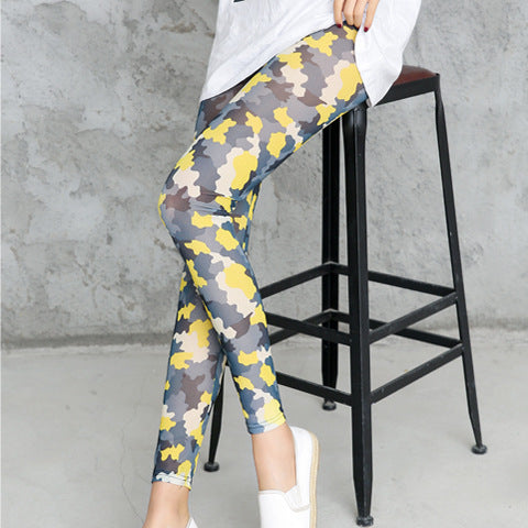 Damen Camouflage-Leggings im modischen High-Waist-Stil R&B