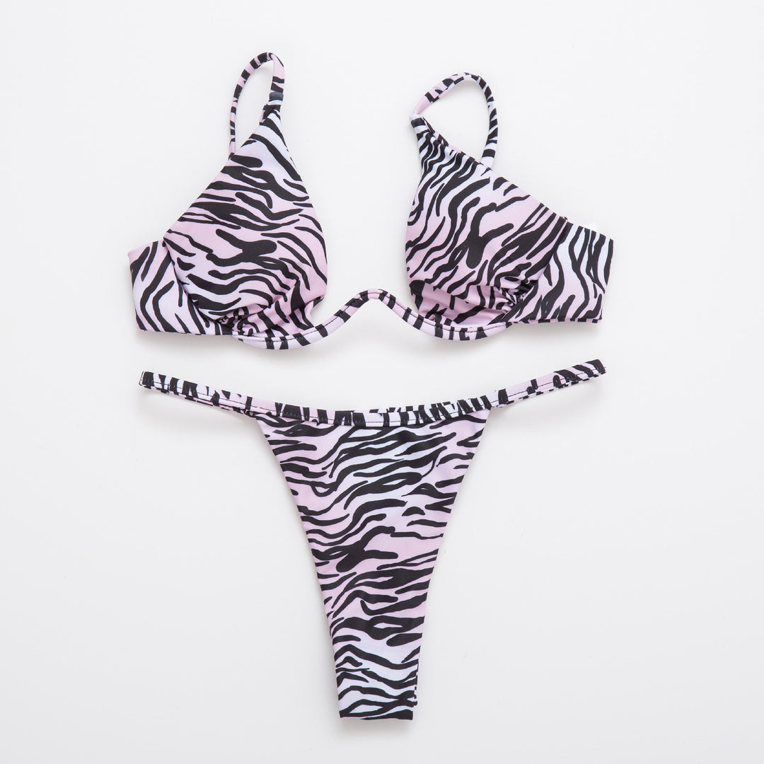 Damen Triangel-Bikini mit schimmerndem Oberteil und verstellbaren Trägern R&B