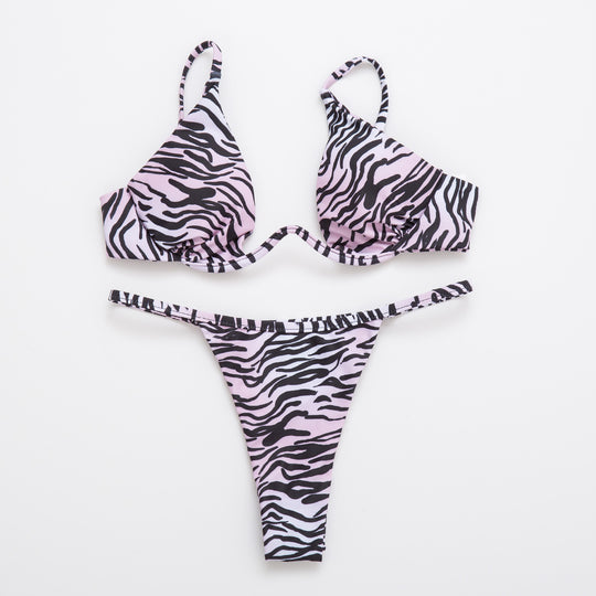 Damen Triangel-Bikini mit schimmerndem Oberteil und verstellbaren Trägern R&B