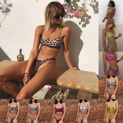 Damen Triangel-Bikini mit Schlangenleder-Muster R&B