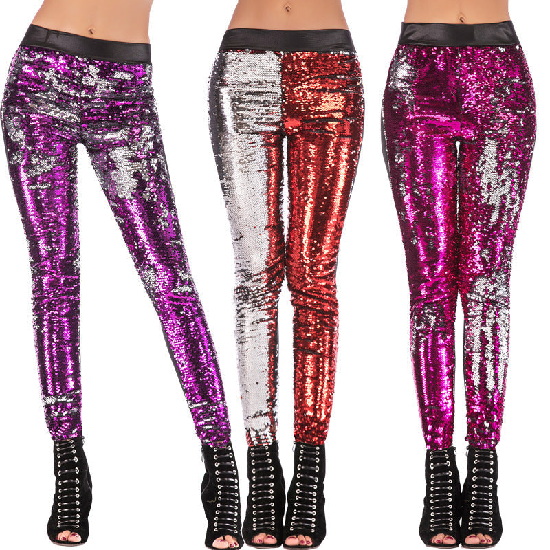 Damen Glamouröse Pailletten-Leggings