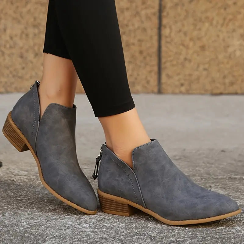 R&B | V-Ausschnitt Chic Dicke Absatzstiefel für Damen