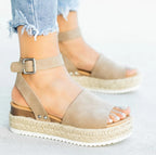 Damen Wedge-Sandalen mit verstellbarem Riemen und komfortablem Fußbett R&B