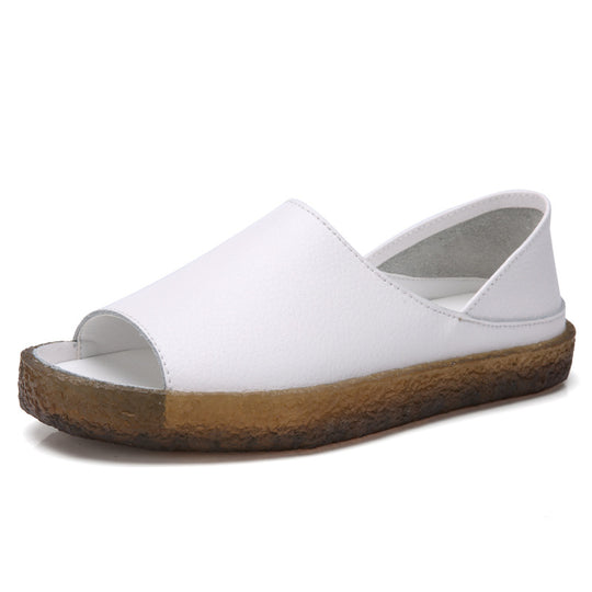 Damen nan perforierte Leder-Sandalette mit offenem Zehenbereich, anatomischem Komfortfußbett und stoßdämpfender Kautschuksohle R&B