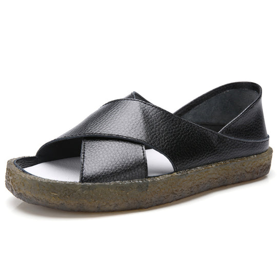 Damen nan perforierte Leder-Sandalette mit offenem Zehenbereich, anatomischem Komfortfußbett und stoßdämpfender Kautschuksohle R&B