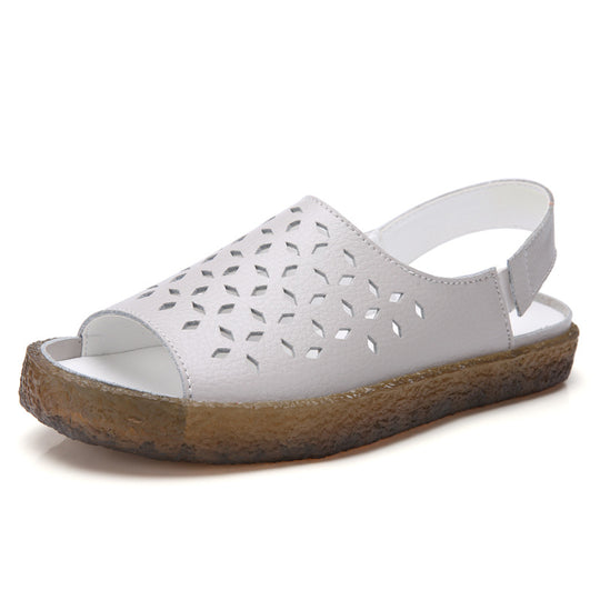 Damen nan perforierte Leder-Sandalette mit offenem Zehenbereich, anatomischem Komfortfußbett und stoßdämpfender Kautschuksohle R&B