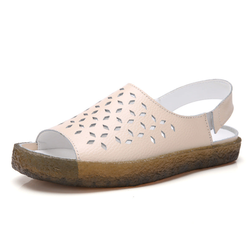 Damen nan perforierte Leder-Sandalette mit offenem Zehenbereich, anatomischem Komfortfußbett und stoßdämpfender Kautschuksohle R&B
