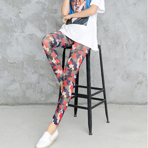 Damen Camouflage-Leggings im modischen High-Waist-Stil R&B