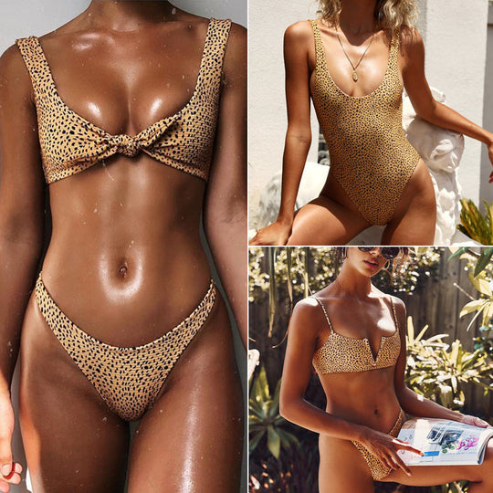 Damen Einteiler Badeanzug mit modernem Leopardenmuster R&B