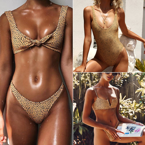Damen Einteiler Badeanzug mit modernem Leopardenmuster R&B