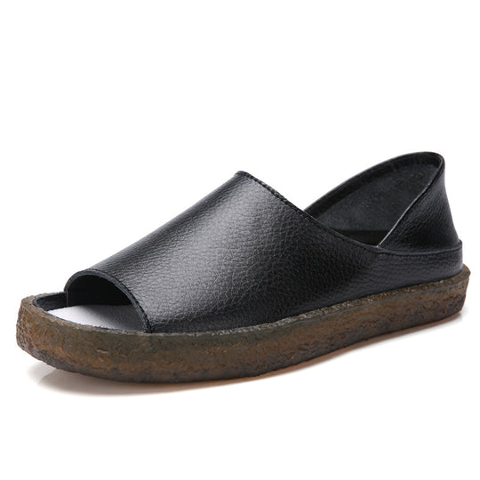 Damen nan perforierte Leder-Sandalette mit offenem Zehenbereich, anatomischem Komfortfußbett und stoßdämpfender Kautschuksohle R&B