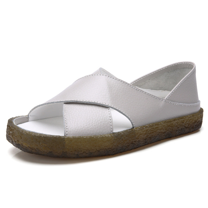 Damen nan perforierte Leder-Sandalette mit offenem Zehenbereich, anatomischem Komfortfußbett und stoßdämpfender Kautschuksohle R&B