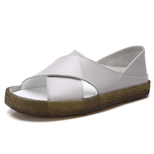 Damen nan perforierte Leder-Sandalette mit offenem Zehenbereich, anatomischem Komfortfußbett und stoßdämpfender Kautschuksohle R&B
