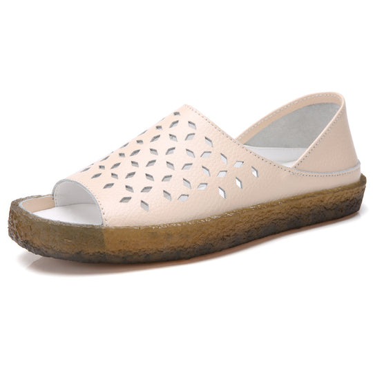 Damen nan perforierte Leder-Sandalette mit offenem Zehenbereich, anatomischem Komfortfußbett und stoßdämpfender Kautschuksohle R&B