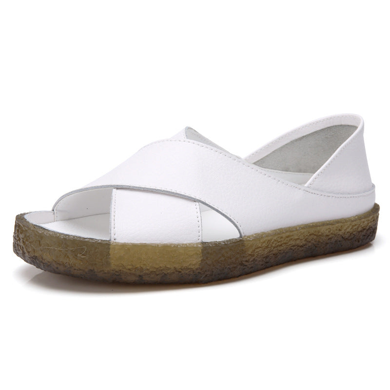 Damen nan perforierte Leder-Sandalette mit offenem Zehenbereich, anatomischem Komfortfußbett und stoßdämpfender Kautschuksohle R&B