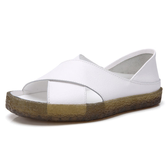Damen nan perforierte Leder-Sandalette mit offenem Zehenbereich, anatomischem Komfortfußbett und stoßdämpfender Kautschuksohle R&B