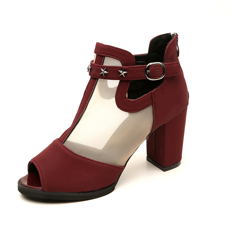 Damen Offene High Heels mit transparentem Einsatz und modischem Sternenakzent R&B