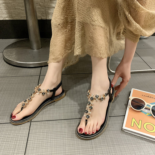 Damen Strandsandalen mit funkelnden Akzenten und gepolsterter Innensohle R&B