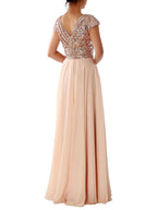 R&B | Damen Kleider V-Ausschnitt Paillette Chiffon Paneel Maxi Kleid