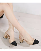 Damen Pumps mit elegantem Blockabsatz und kontrastierender Spitze