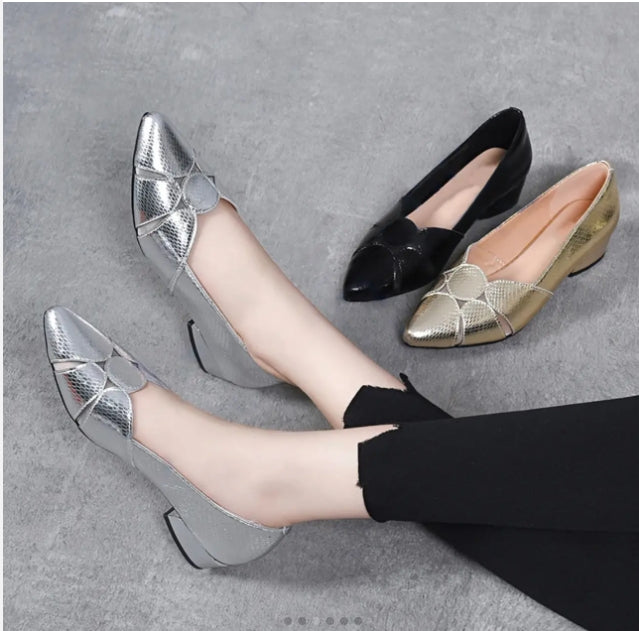 Glänzende Chunky Heels mit spitzer Zehe R&B R&B