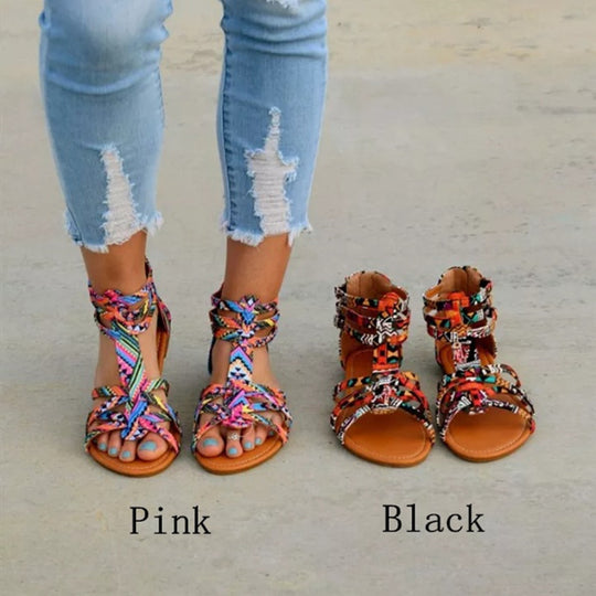 Damen Bunte Sandalen mit modischem Riemendesign und verstellbarem Fersenverschluss R&B